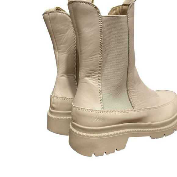 CALIA Peyton Leather Chelsea Lug Boots in Ivory - Picture 6 of 12